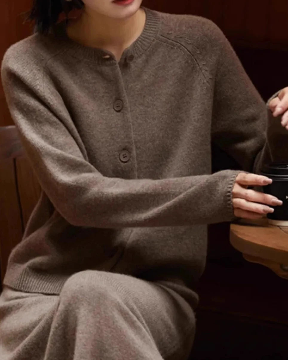 Pure Cashmere Round Neck Cardigan