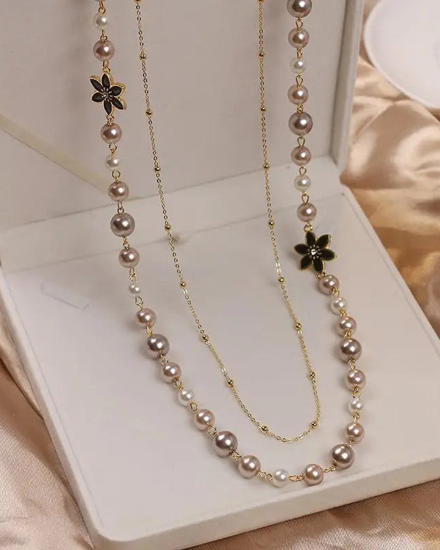 Women's Double-Layer Long Pearl Necklace