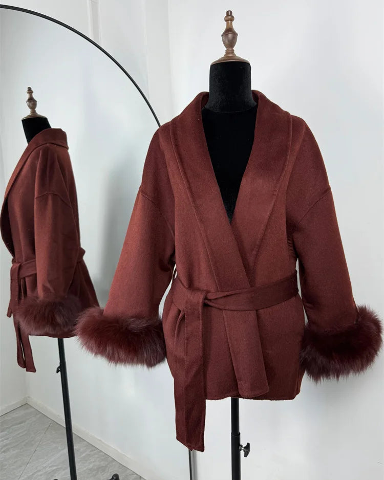 Double-Faced Wool Blend Short Coat