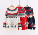 Loose Geometric Elk Jacquard Sweater