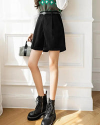Textured High-Rise Casual Shorts