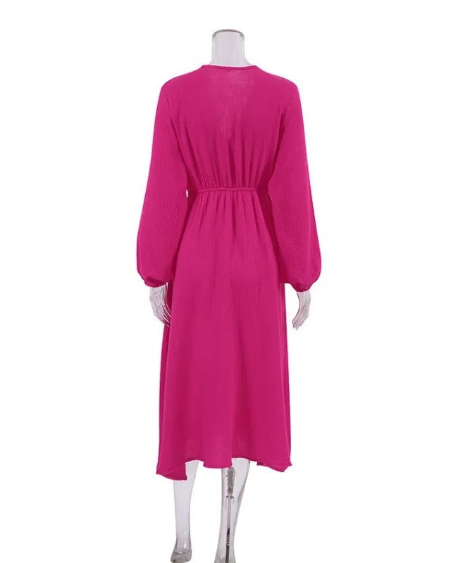 Elegant Long-Sleeved V-Neck Party Beach Dress