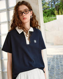 Contrast Color Embroidered Polo Shirt