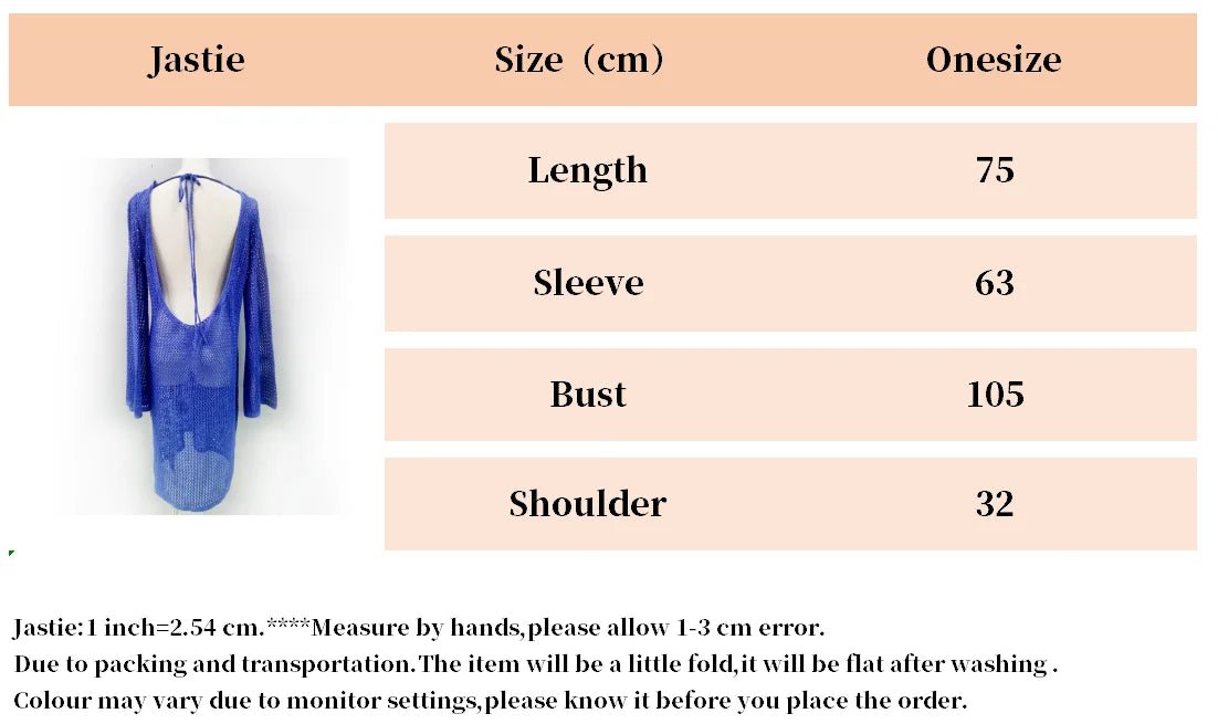 Knitted Bat Sleeves Backless Bikini Hollow Cover-Up