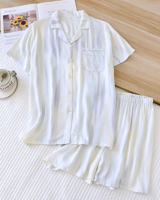 Floral Viscose Pajama Short Set
