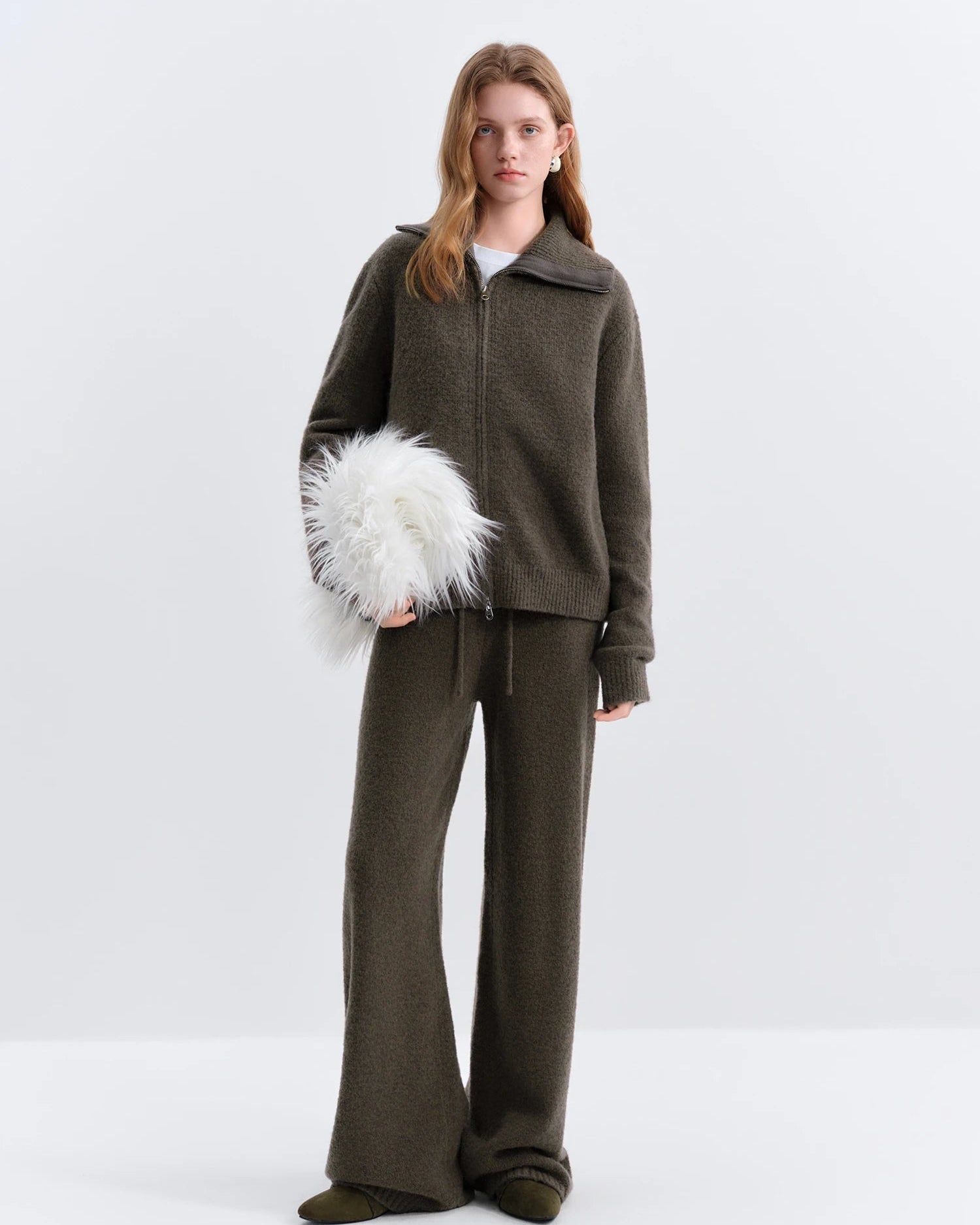 Wool Blend Knit Cardigan Sweater