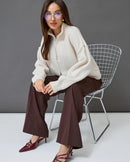 Oversized Knit Zip Cardigan Stand Collar