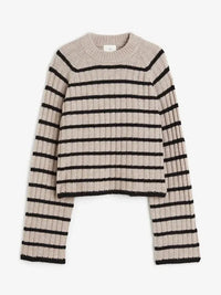 Chic Striped Rib-knit Pullover