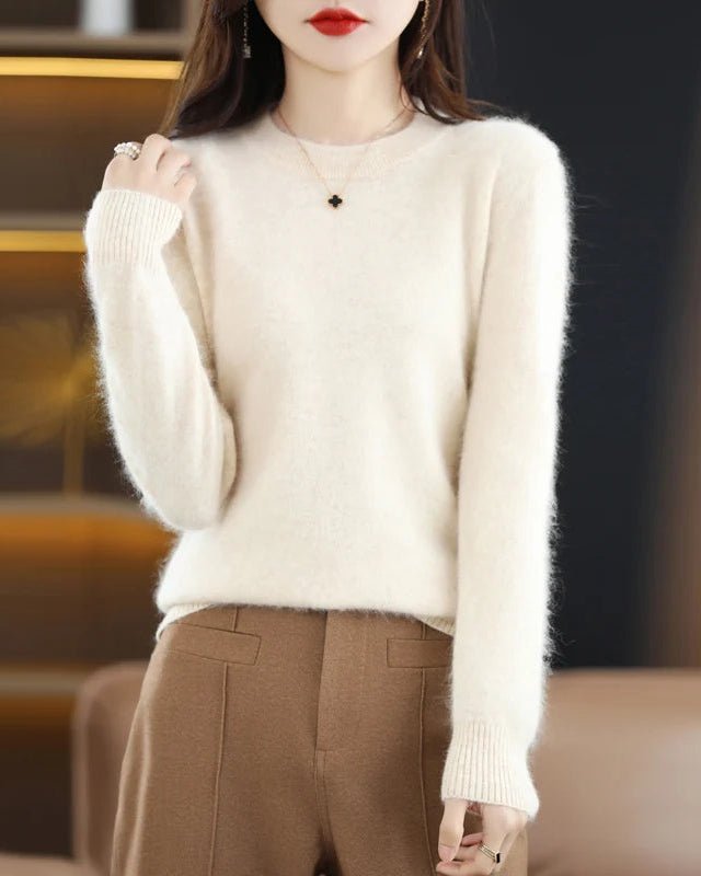 Mink Cashmere Crew Neck Knitted Sweater