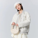 Turn-down Collar Plush Edge Quilted Jacket