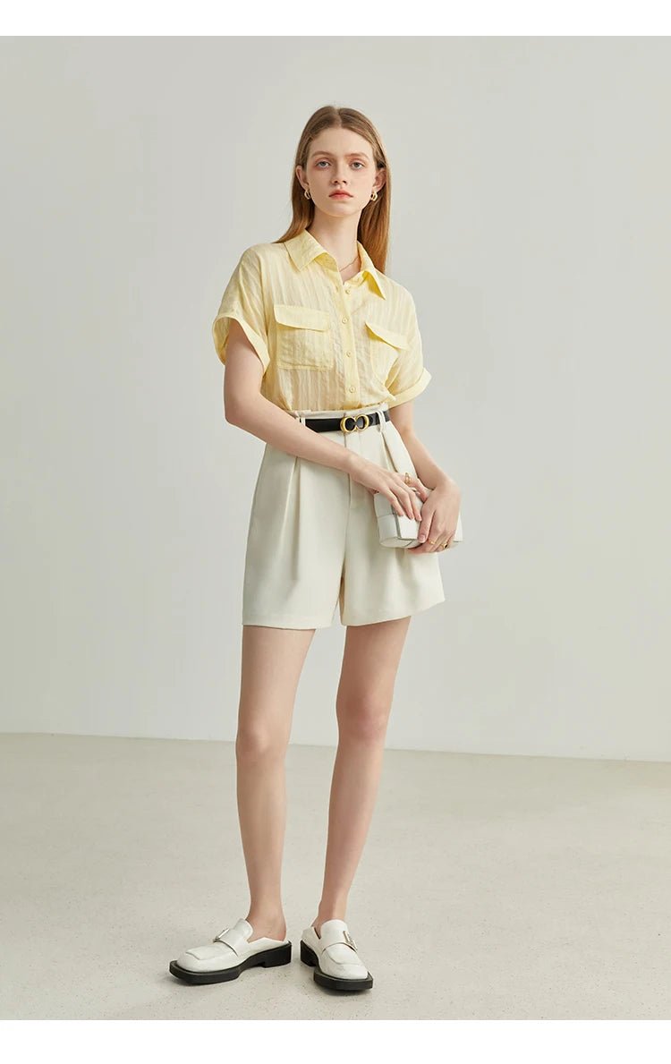 Solid Color High Waist Shorts