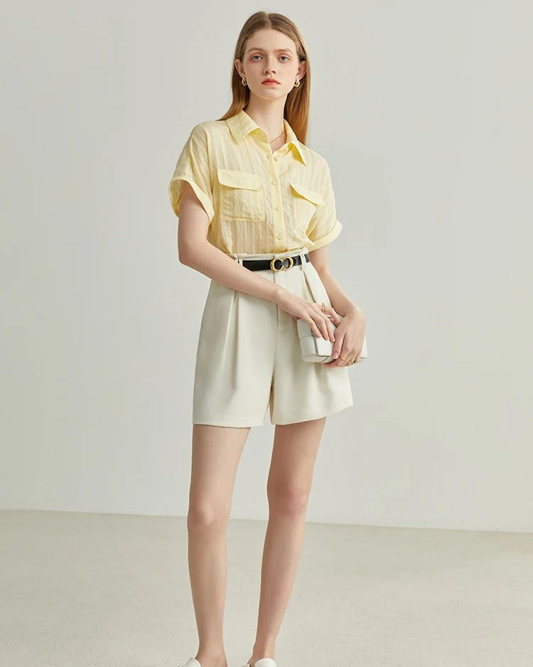 Solid Color High Waist Shorts