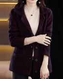 Mink Cashmere Tailored-Collar Knit Cardigan
