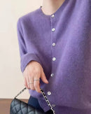 Pure Wool Round-Neck Slim Cardigan