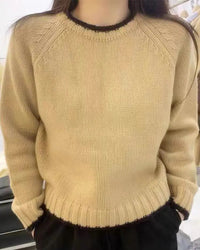 Contrast-Trim Merino Wool Sweater