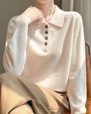 Wool Polo Collar Knitted Pullover Sweater