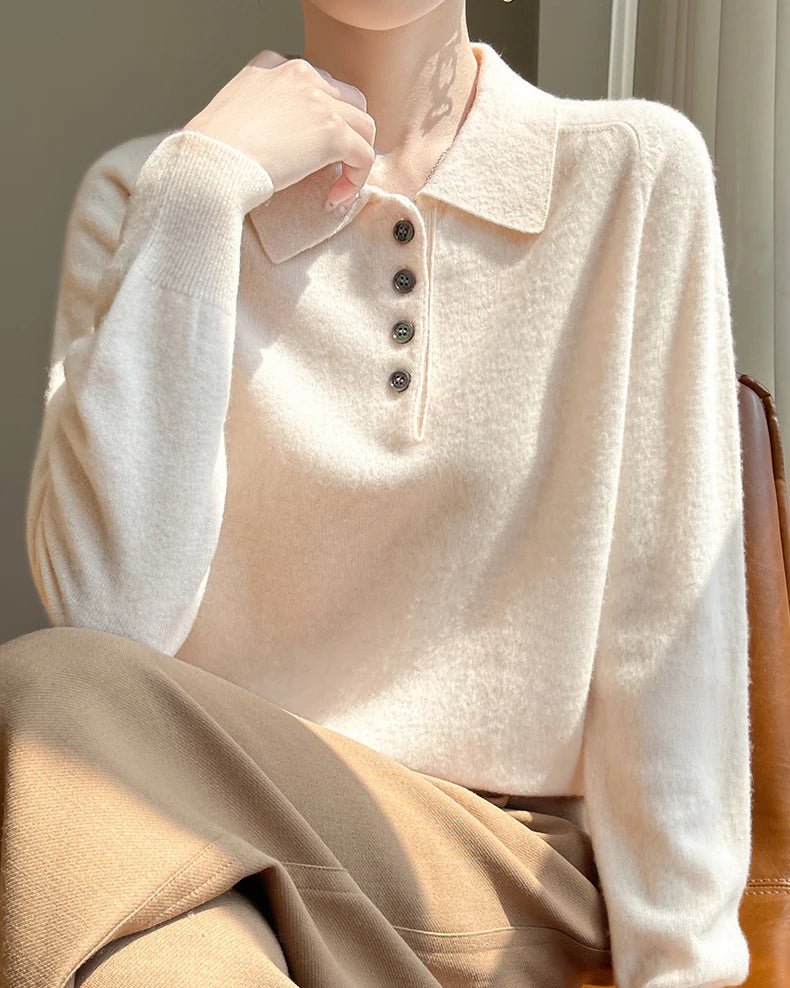 Wool Polo Collar Knitted Pullover Sweater