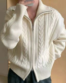 Cashmere Turtleneck Zip-Up Loose Open Cardigan Sweater