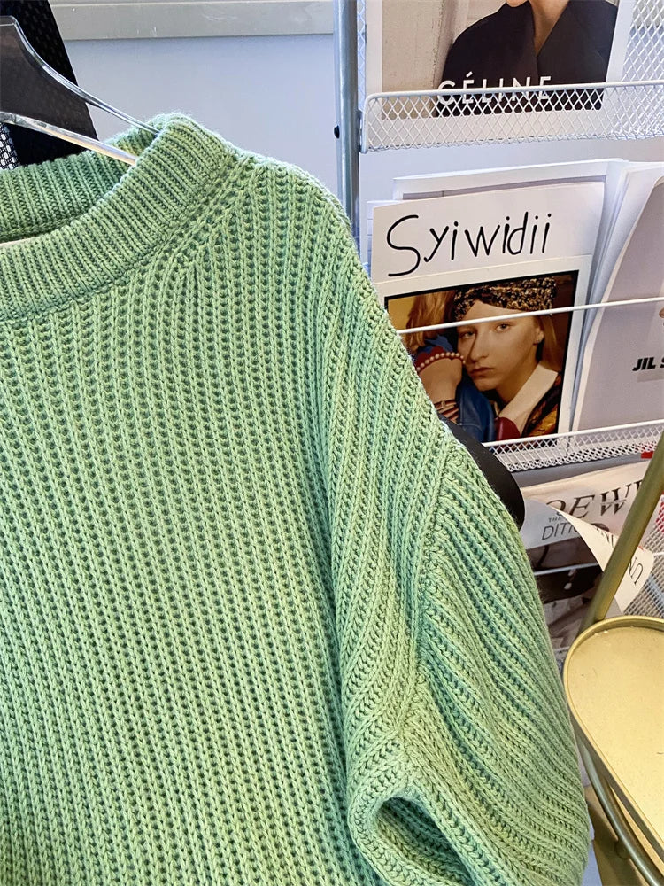 Round-Neck Oversized Knitted Pullover