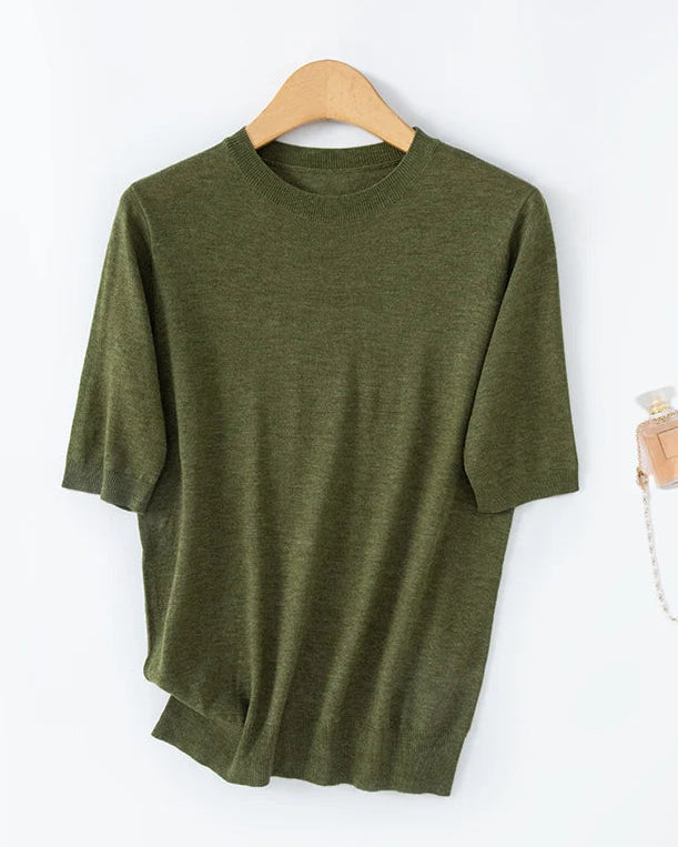 Crew Neck Short-Sleeved Pullover Sweater