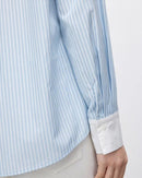 Striped Straight-Cut Long-Sleeved Shirt With Pockets