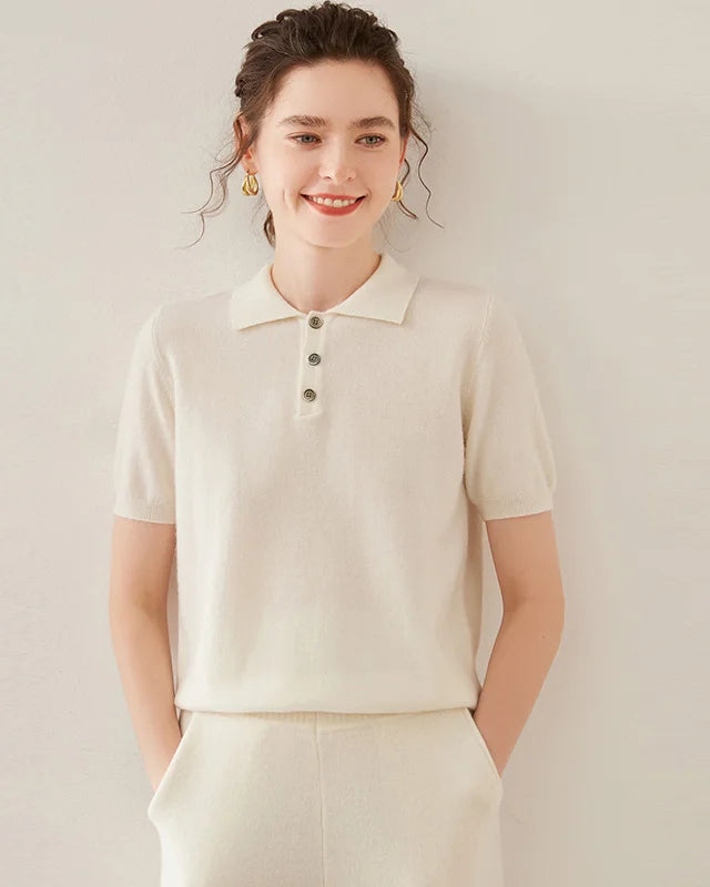 Women's Short Sleeve Polo Sweater