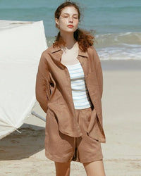 Casual Collared Single-Breasted Long-Sleeved Shirt