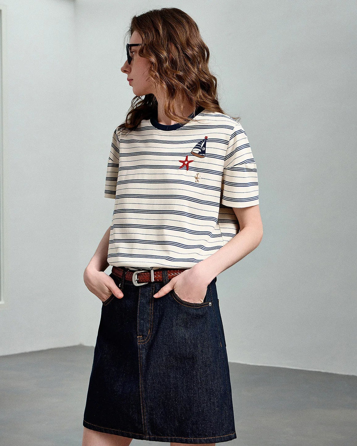 Nautical Stripe Embroidered T-Shirt