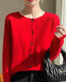 Merino Wool O-Neck Button Cardigan