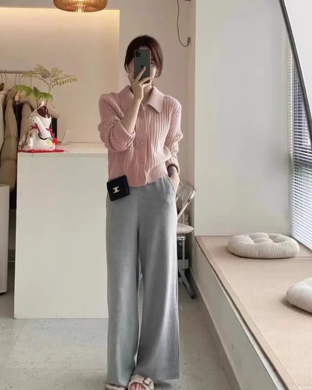 Cashmere Polo Collar Cardigan Knit Wool