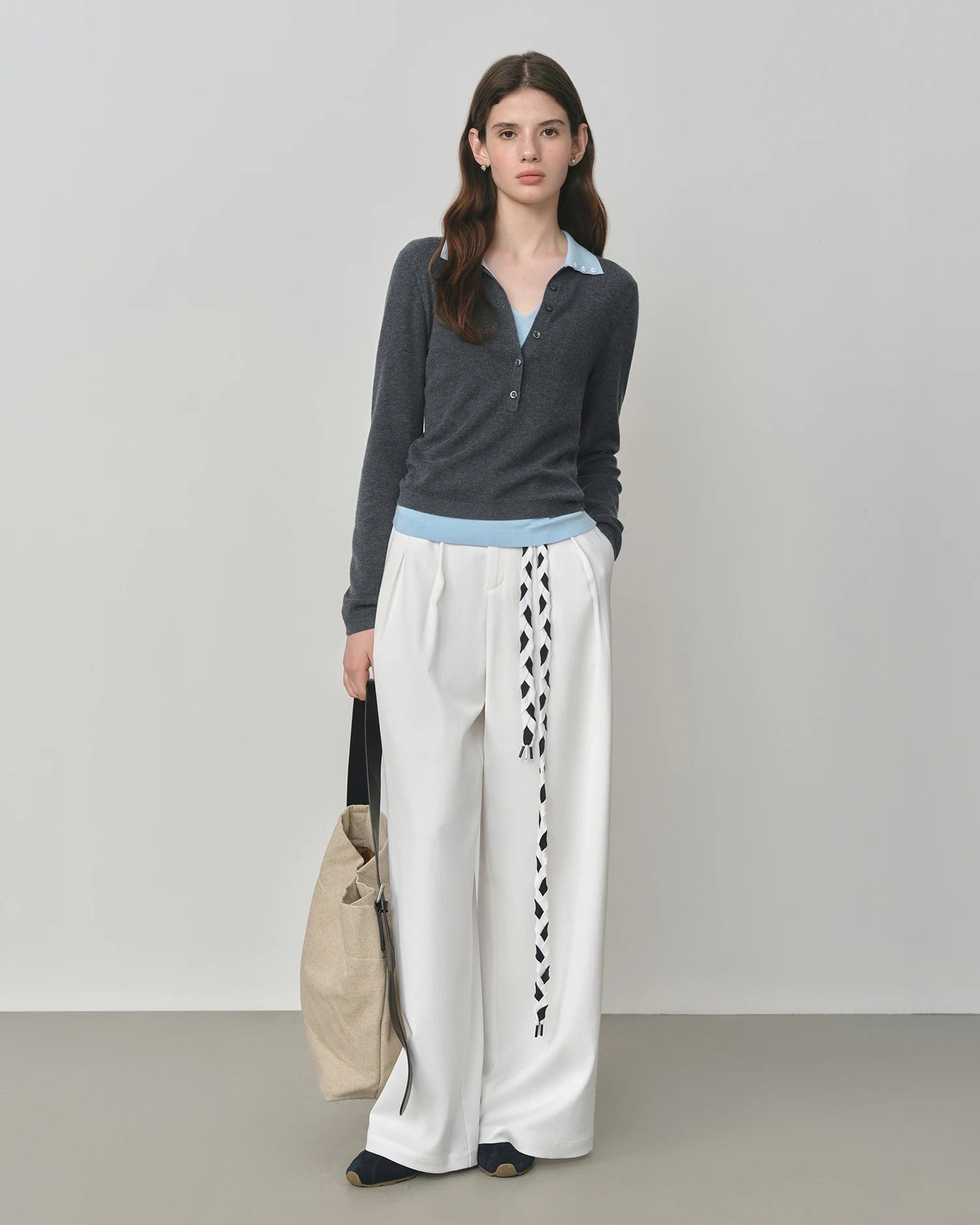 New Style Faux Two-Piece Collared Knit Sweater