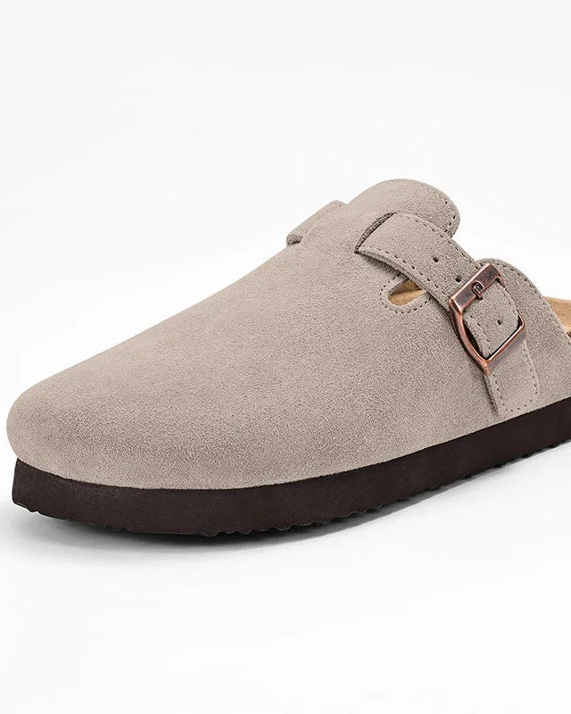 Suede Platform Cork Insole Slippers