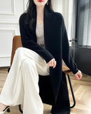 Loose-Fitting Long Wool Cardigan Sweater