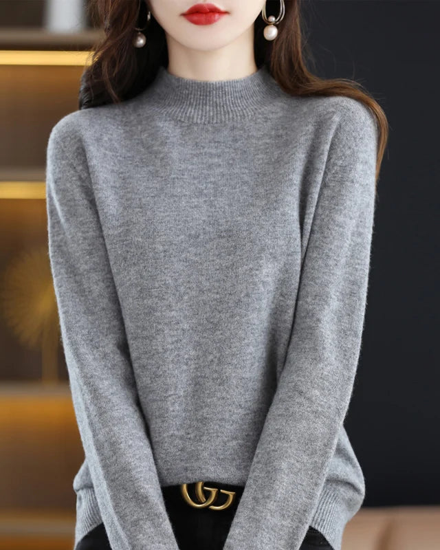 Merino Wool Mock Neck Sweater