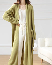 Wool Longline Open-Front Cardigan