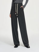 Drawstring Waist Wool Blended Pants