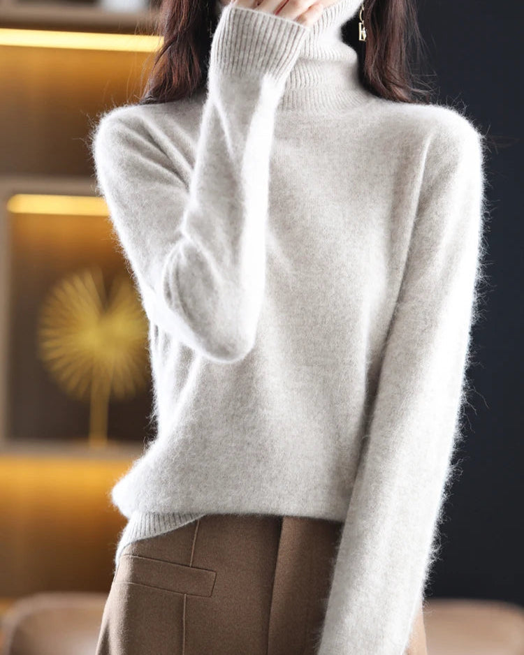 Plush Mink Cashmere Turtleneck Sweater