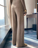 Wool Cable Knit Wide-Leg Trousers