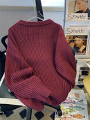 Round-Neck Oversized Knitted Pullover