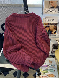 Round-Neck Oversized Knitted Pullover