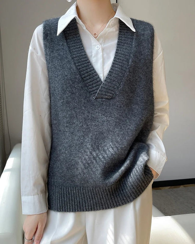 V-Neck Cashmere Knit Vest