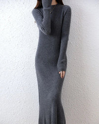 Ribbed Merino Wool Midi Dress
