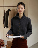 Half High Collar Cashmere Cardigan