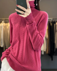 Merino Wool Turtleneck Jacquard Sweater
