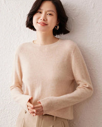 Crew Neck Long-Sleeved Cashmere Knit Sweater