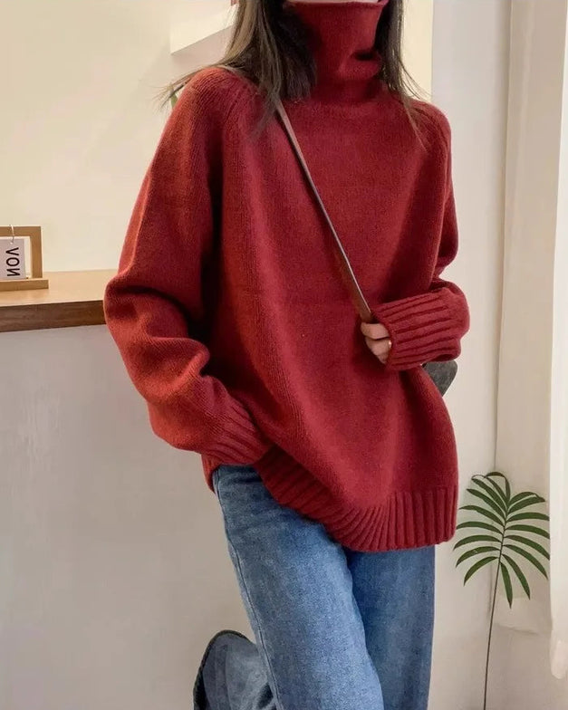 Refined Raglan Turtleneck Knit Sweater