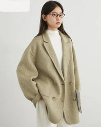 Oversized Drop-Shoulder Wool Blend Coat