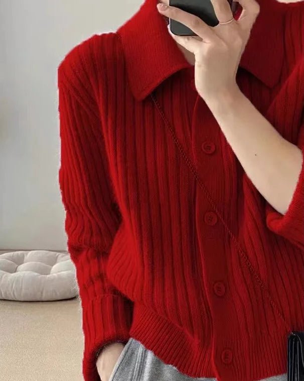 Cashmere Polo Collar Cardigan Knit Wool