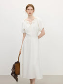 V-Neck Textured Sleeves Dress