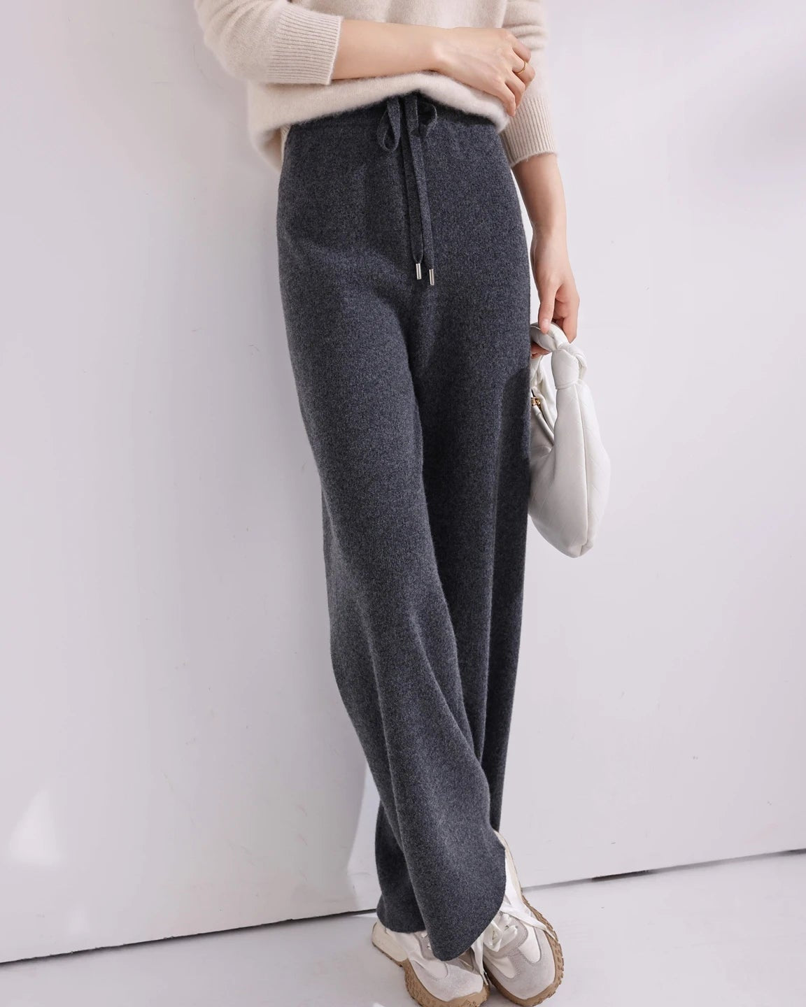 Drawstring Wide Leg Knitted Trousers